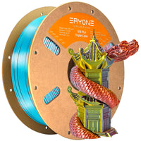PLA Silk Triple-Color Filament - 1.75mm±0.03mm (1kg) - Sapphire green & Orange red & Gold
