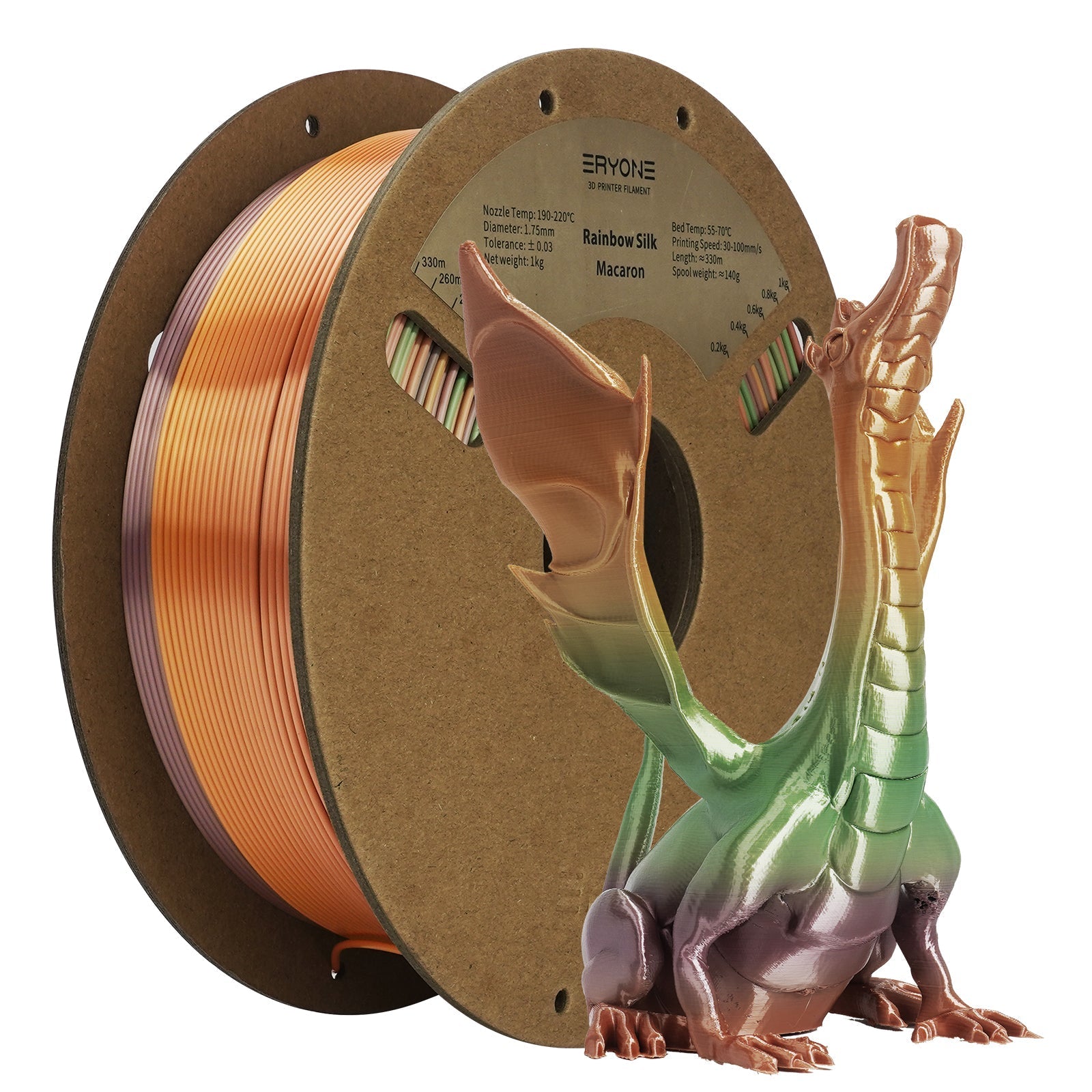 Presale ERYONE Silk Rainbow Filament PLA 1.75 mm for 3D Printer, +/-0.05 mm, 1 kg / Spool(Daneil)