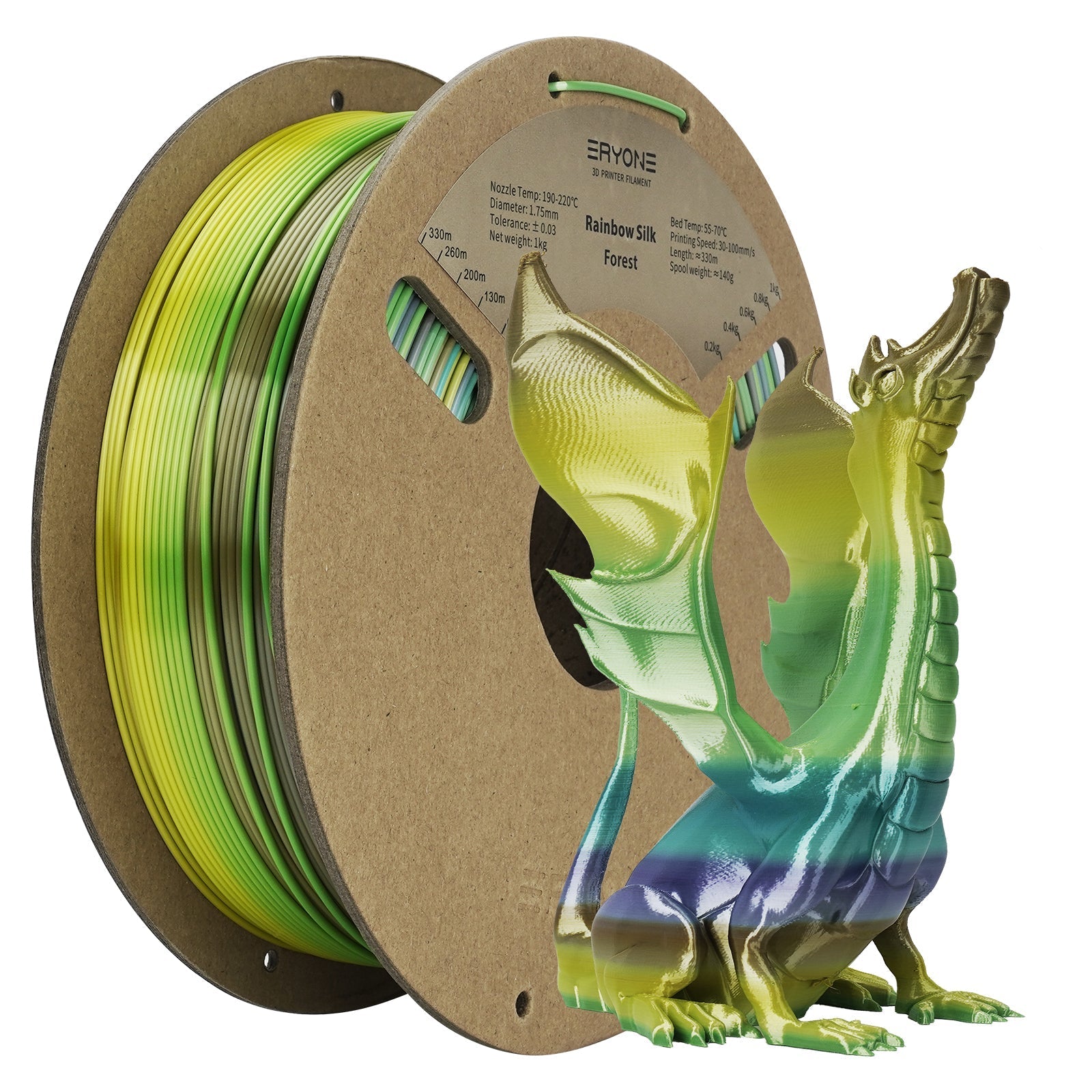 Presale ERYONE Silk Rainbow Filament PLA 1.75 mm for 3D Printer, +/-0.05 mm, 1 kg / Spool(Daneil)