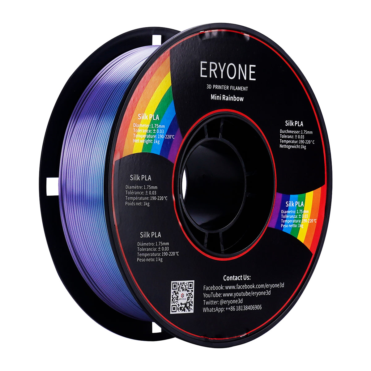 Pre-sale ERYONE Rainbow PLA Filament 1.75mm Filament for 3D Printer 1kg /Spool