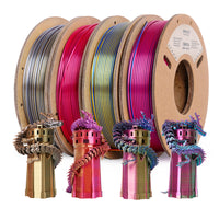 PLA Silk Triple-Color Filament - 1.75mm±0.03mm (1kg) - Silk Triple-Color 4 Small Rolls Set 250g*4-Gold Silver Copper/Red Blue Green/Red Purple Gold/Red Yellow Blue