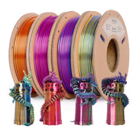 PLA Silk Triple-Color Filament - 1.75mm±0.03mm (1kg) - Silk Triple-Color 4 Small Rolls Set 250g*4-Red&Blue&Green/ Red&Gold&Purple/ Red&Yellow&Blue/ Orange&Blue&Green