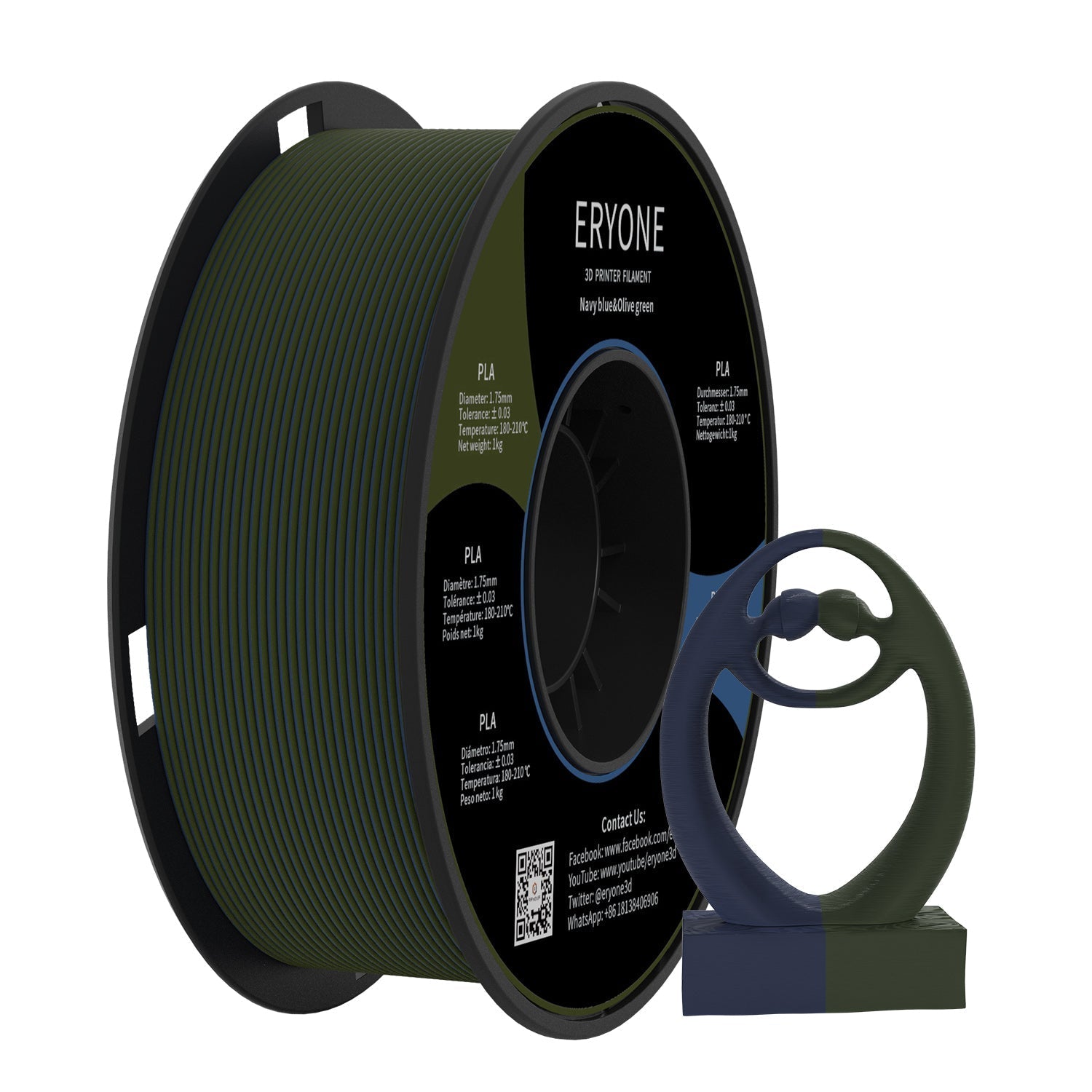 Pre-sale ERYONE 1kg (2.2LBS)/Spool 1.75mm Matte Dual-Color PLA Filament for 3D Printers,Accuracy +/- 0.03 mm