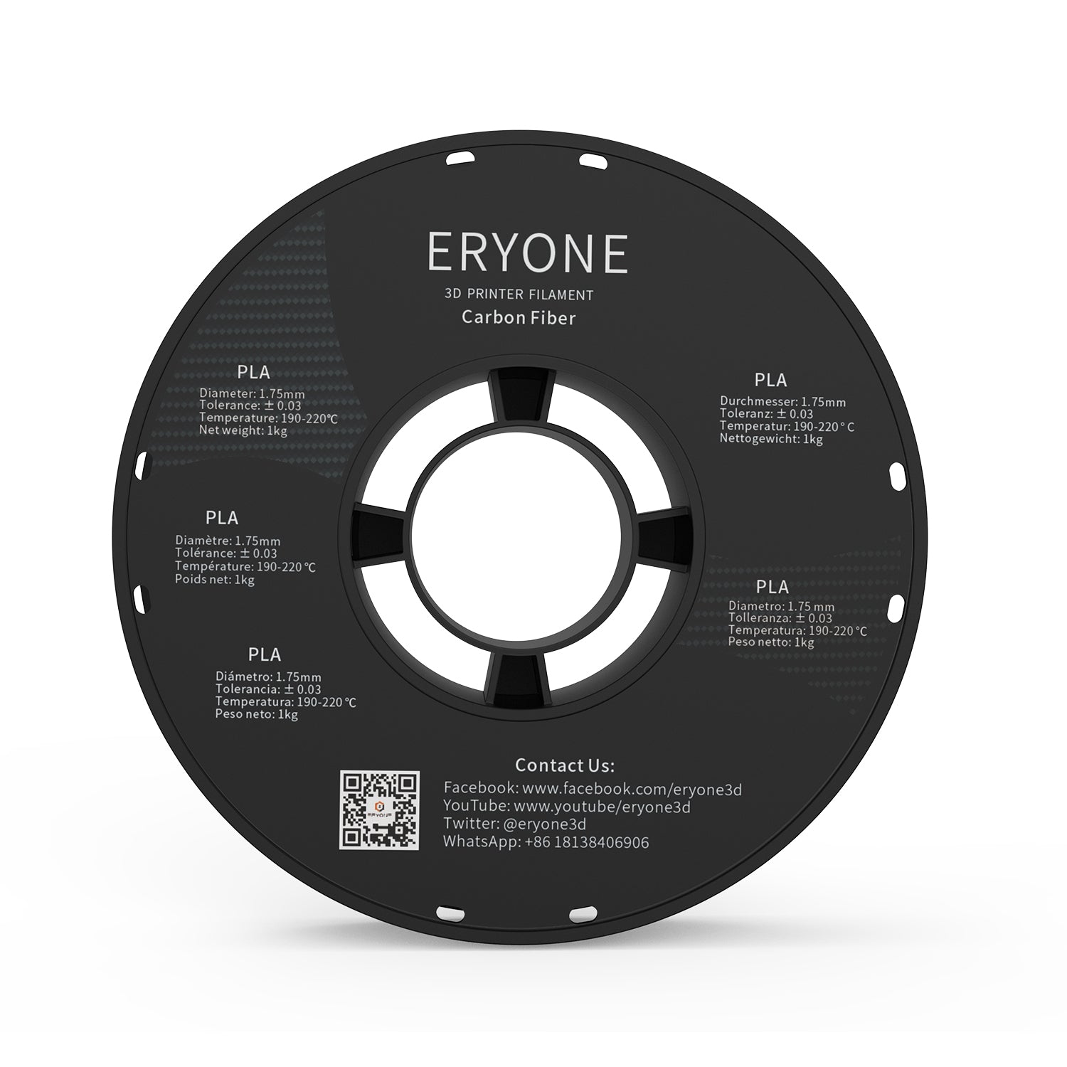 Pre-sale ERYONE Carbon Fiber PLA 3D Printer Filament 1.75mm, Dimensional Accuracy +/- 0.05 mm 1kg (2.2LBS)/Spool