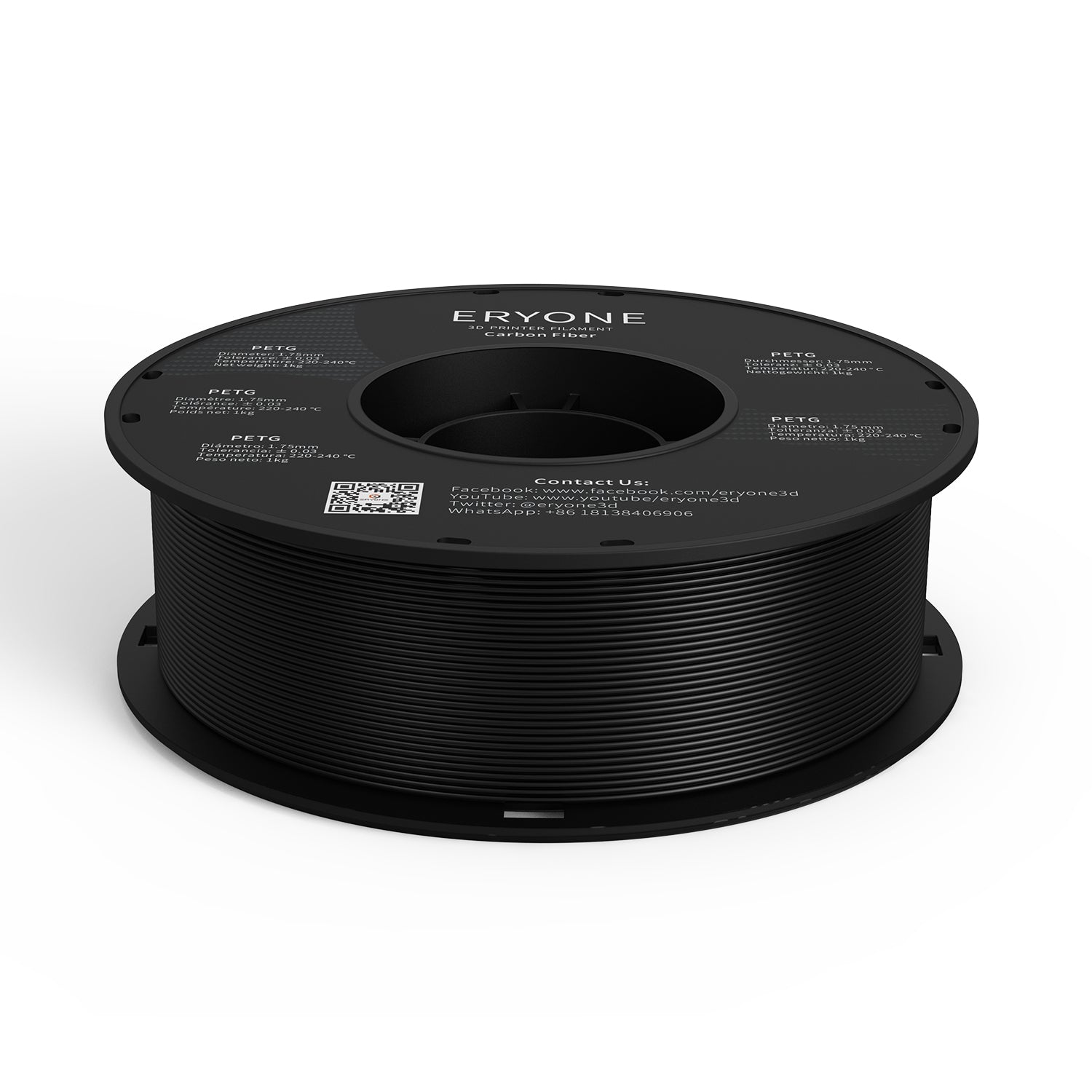 ERYONE Carbon Fiber PETG 3D Printer Filament 1.75mm, Dimensional Accuracy +/- 0.05 mm 1kg (2.2LBS)/Spool