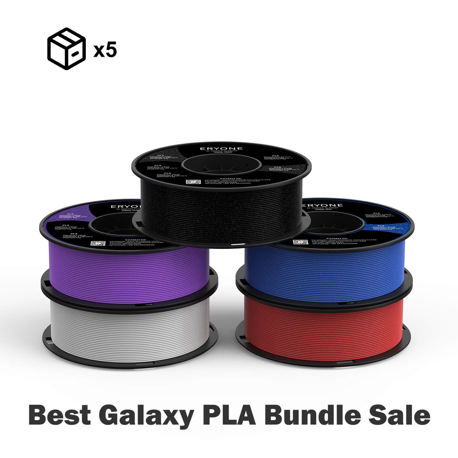 Bundle Sale- ERYONE Galaxy Sparkly Glitter PLA 3D Filament 1kg +FREE SHIPPING(MOQ:5 rolls,mixable )