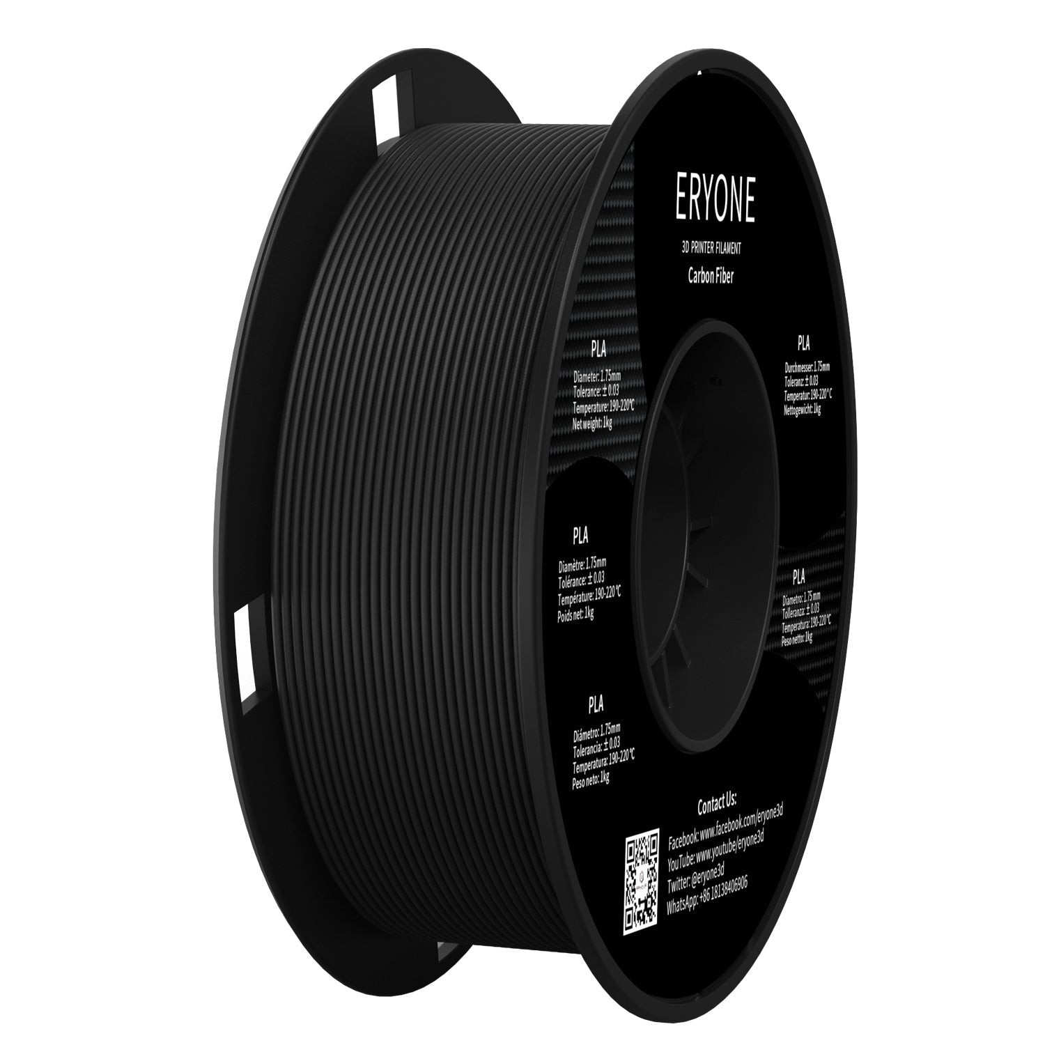 Pre-sale ERYONE Carbon Fiber PLA 3D Printer Filament 1.75mm, Dimensional Accuracy +/- 0.05 mm 1kg (2.2LBS)/Spool